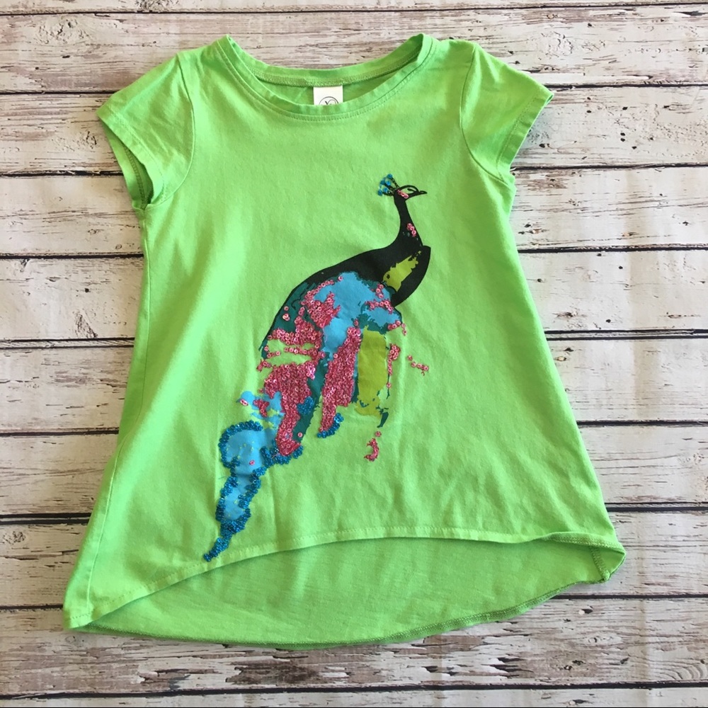 Girl & Co. Green Tee with Peacock